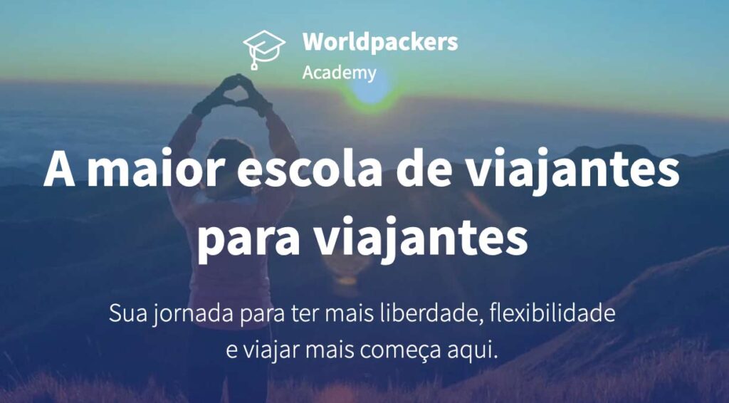 Página inicial da Worldpackers Academy